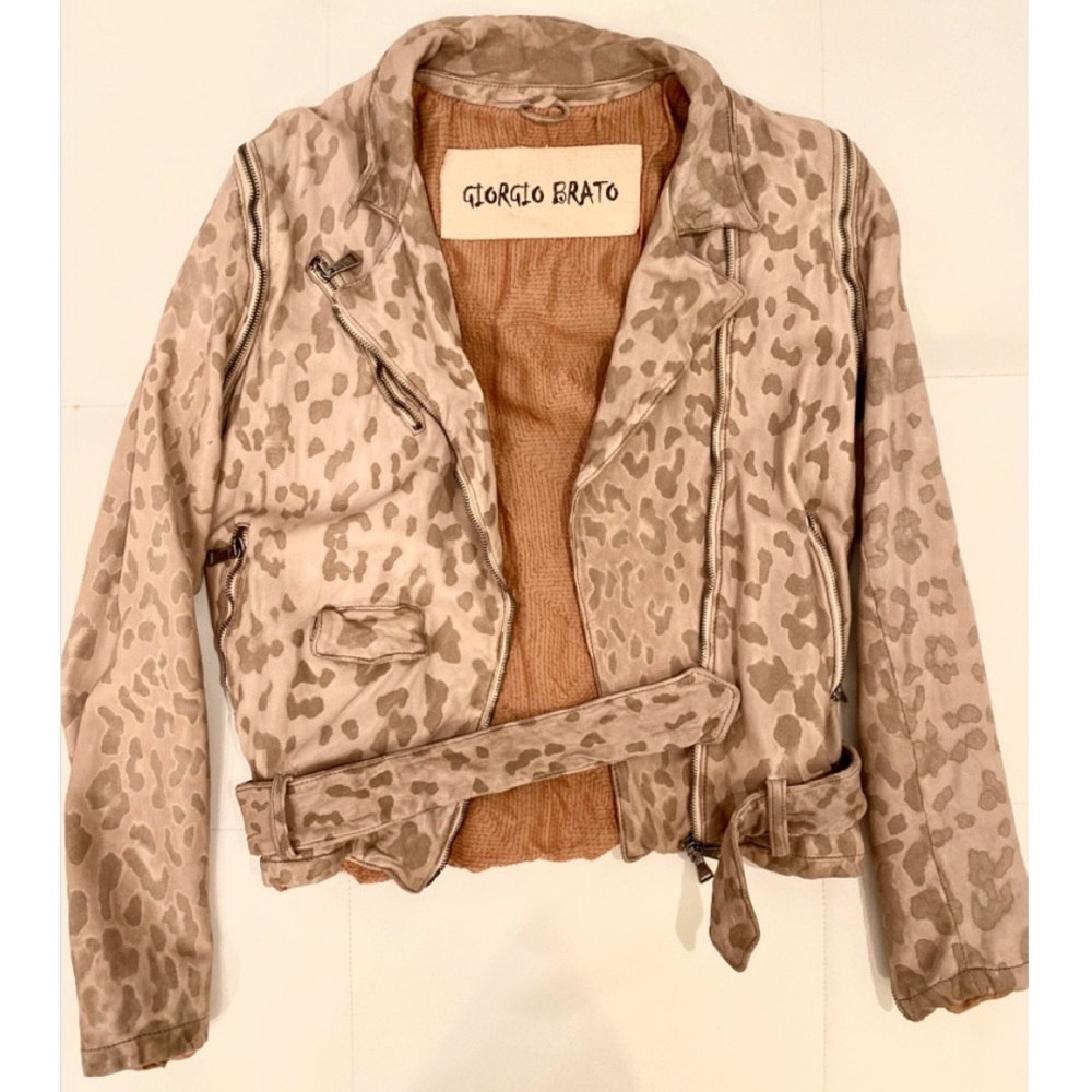 GIORGIO BRATO Leather Biker Jacket Sz 42